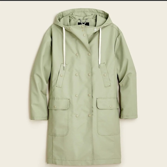 J Crew Green Double-breasted raincoat size MP - Picture 2 of 16